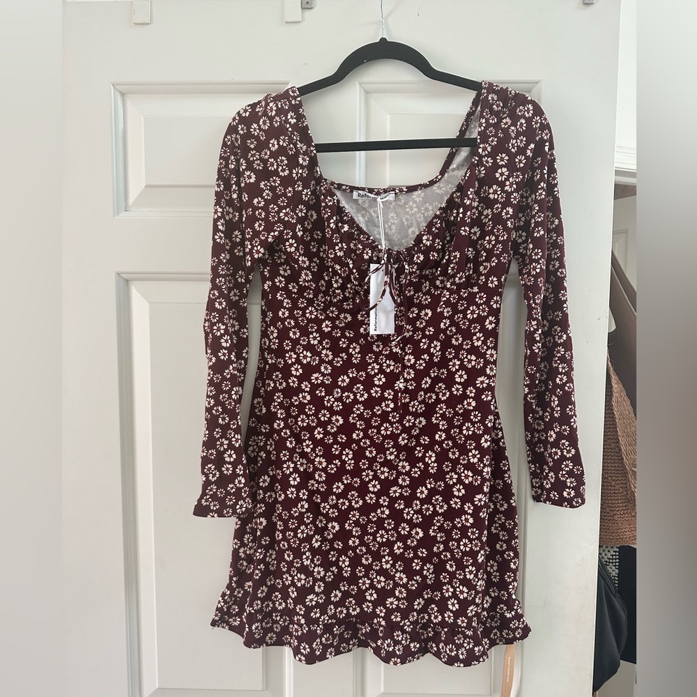 Reformation Anjeline knit dress size Medium - Burgundy color!